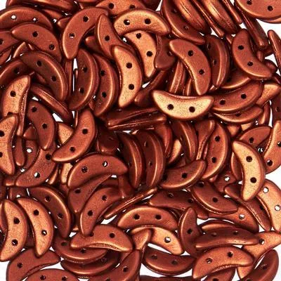 10mm Matte Metallic Antique Copper 2-Hole Crescent CzechMates Czech Glass Beads