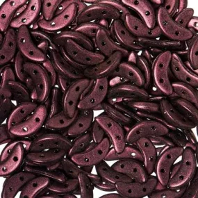 10mm Polychrome Pink Olive 2-Hole Crescent CzechMates Czech Glass Beads