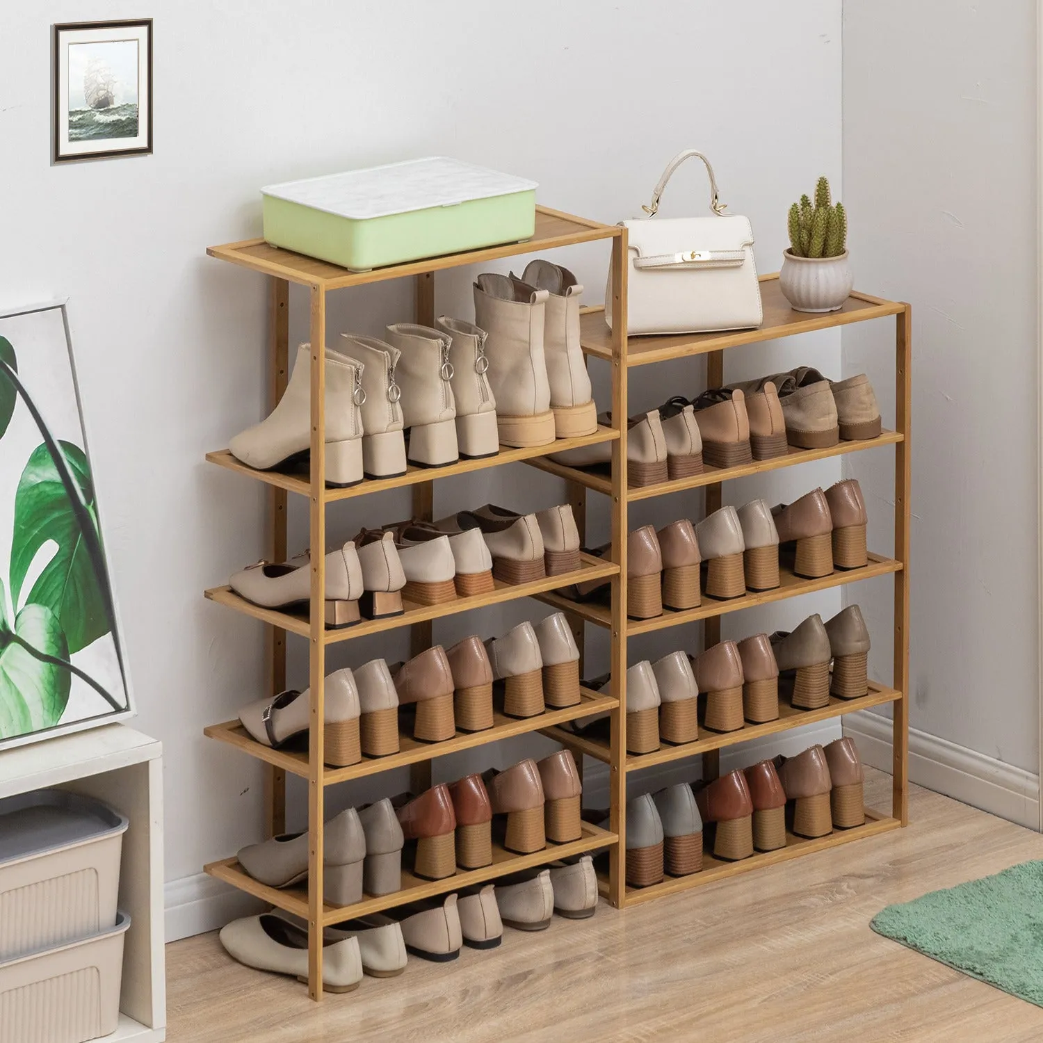 40" Twin Stand Shoe Rack - Natural