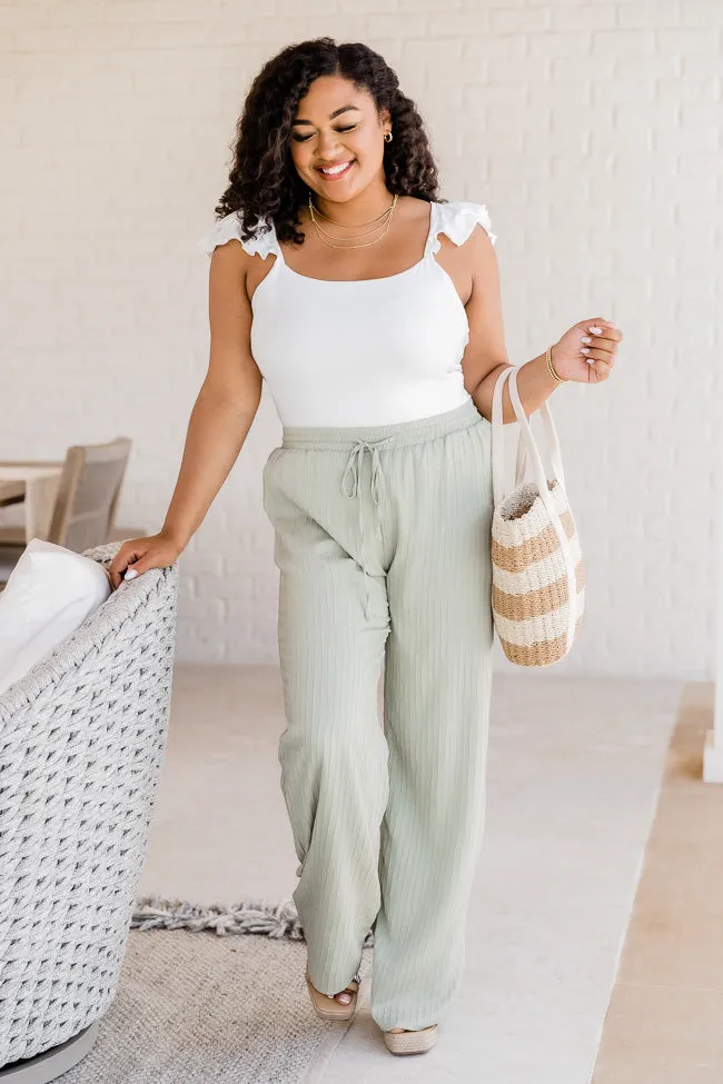 A New Perspective Sage Textured Pull On Pants FINAL SALE