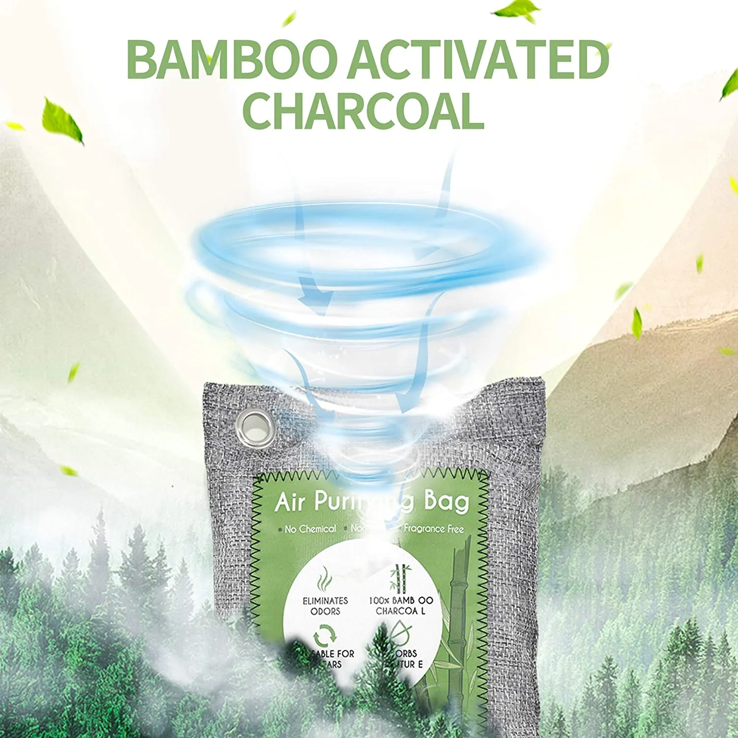 Activated Bamboo Charcoal Natural Eco Friendly for Home, Car, Closet, Shoes, 12 Pack per set - 2 Sets