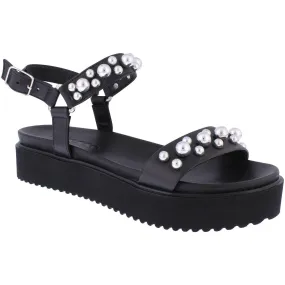 Adesso A7361 Chloe Ladies Black Leather Buckle Sandals