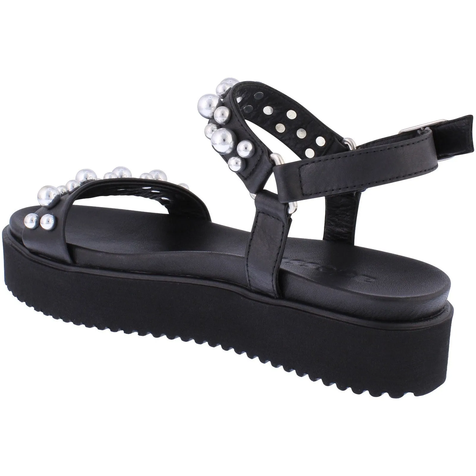 Adesso A7361 Chloe Ladies Black Leather Buckle Sandals