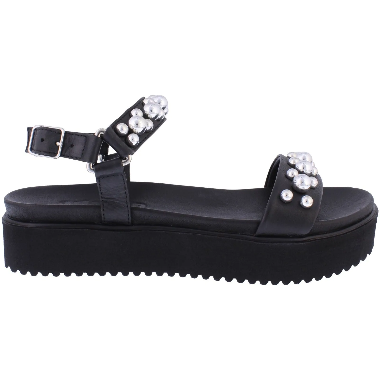 Adesso A7361 Chloe Ladies Black Leather Buckle Sandals