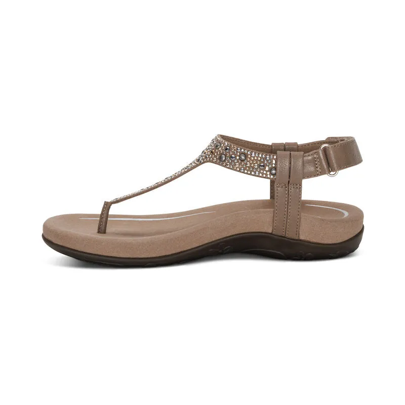 Aetrex Marni Adjustable Taupe Leather Sandal