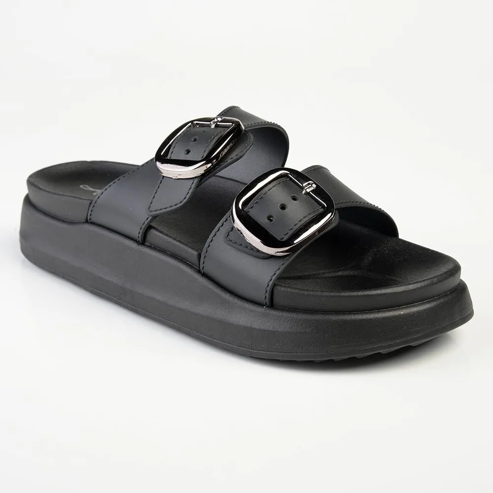 Alessio Double Cross Strap Sandal  - Black