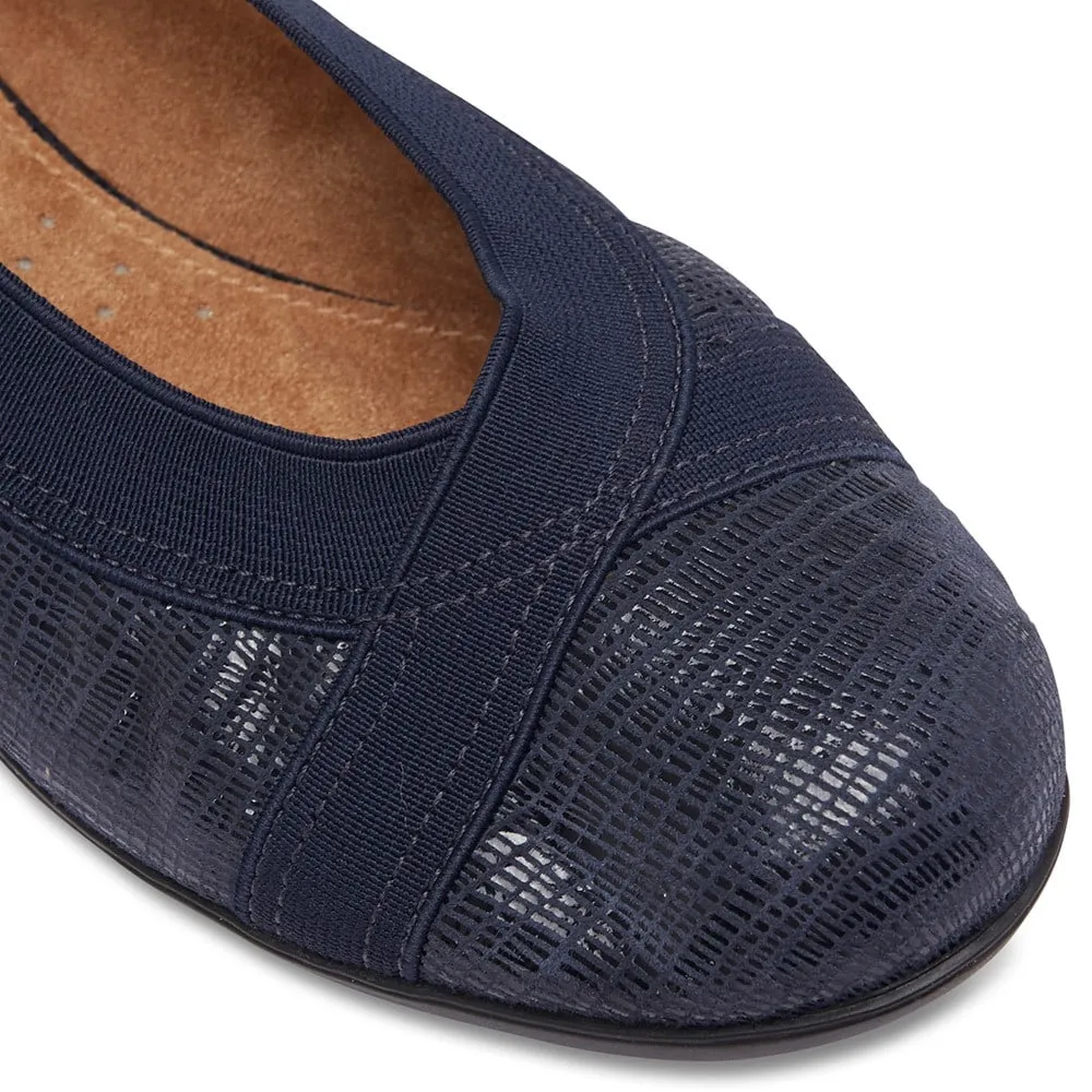 Amanda Flat in Navy Leather