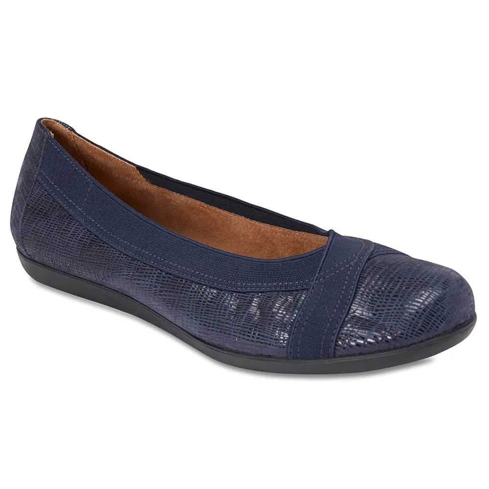 Amanda Flat in Navy Leather