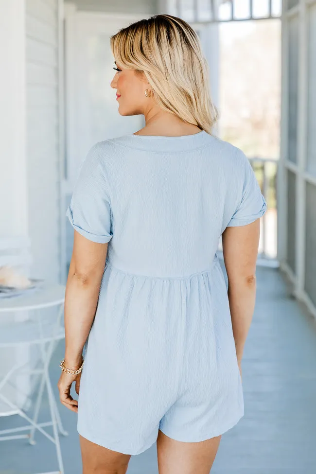 Anything For You Light Blue Button Front Romper FINAL SALE