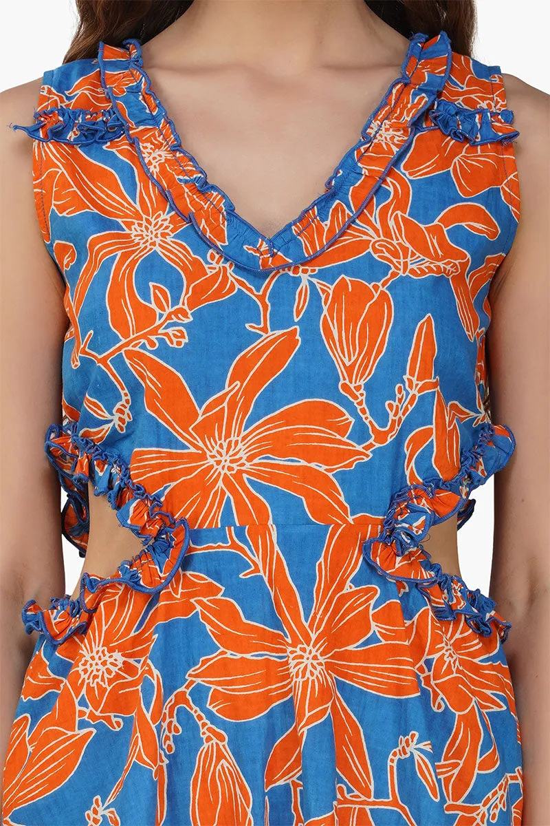 Apricot Beauty Printed Short Dress