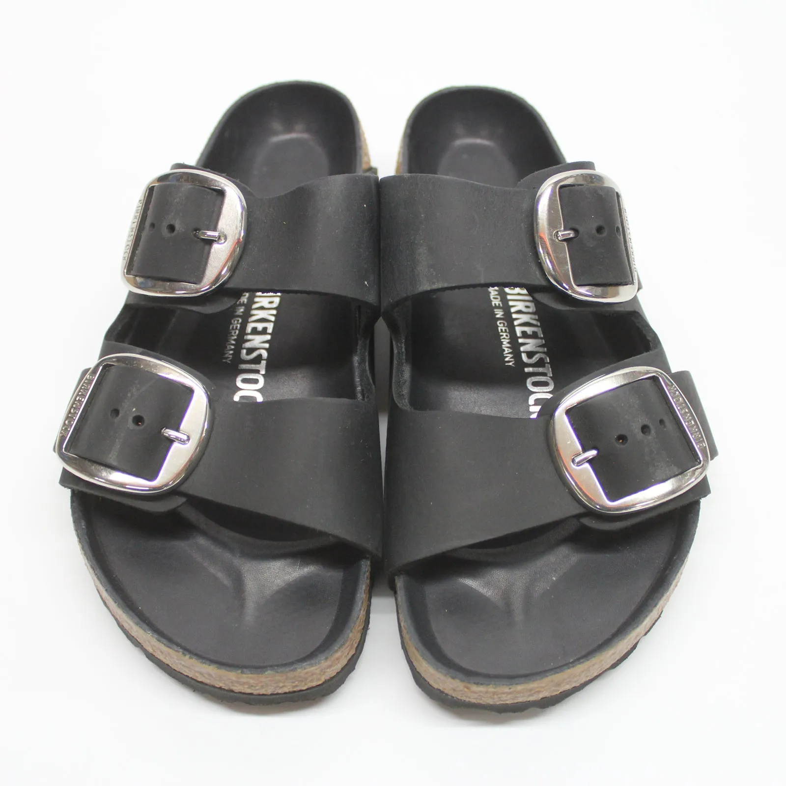 Arizona Big Buckle Oiled Leather Unisex Slides Sandals - UK 4.5 - US 6 Women / 4 Men - EU 37