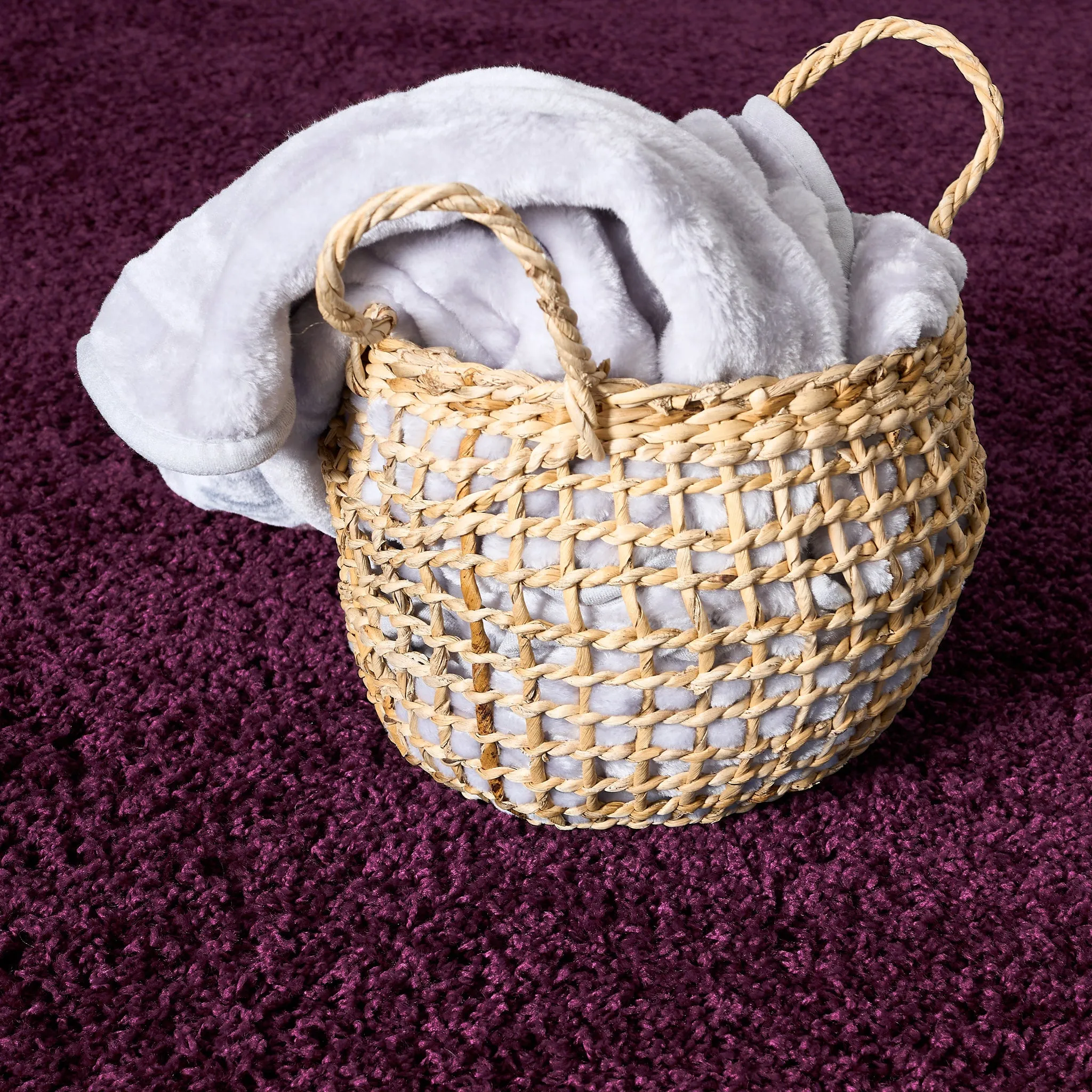 Aubergine Thick Shaggy Rug - California