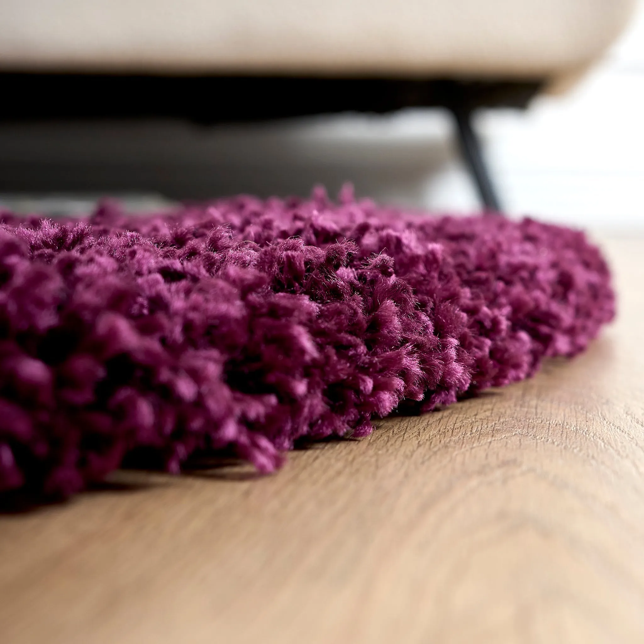 Aubergine Thick Shaggy Rug - California