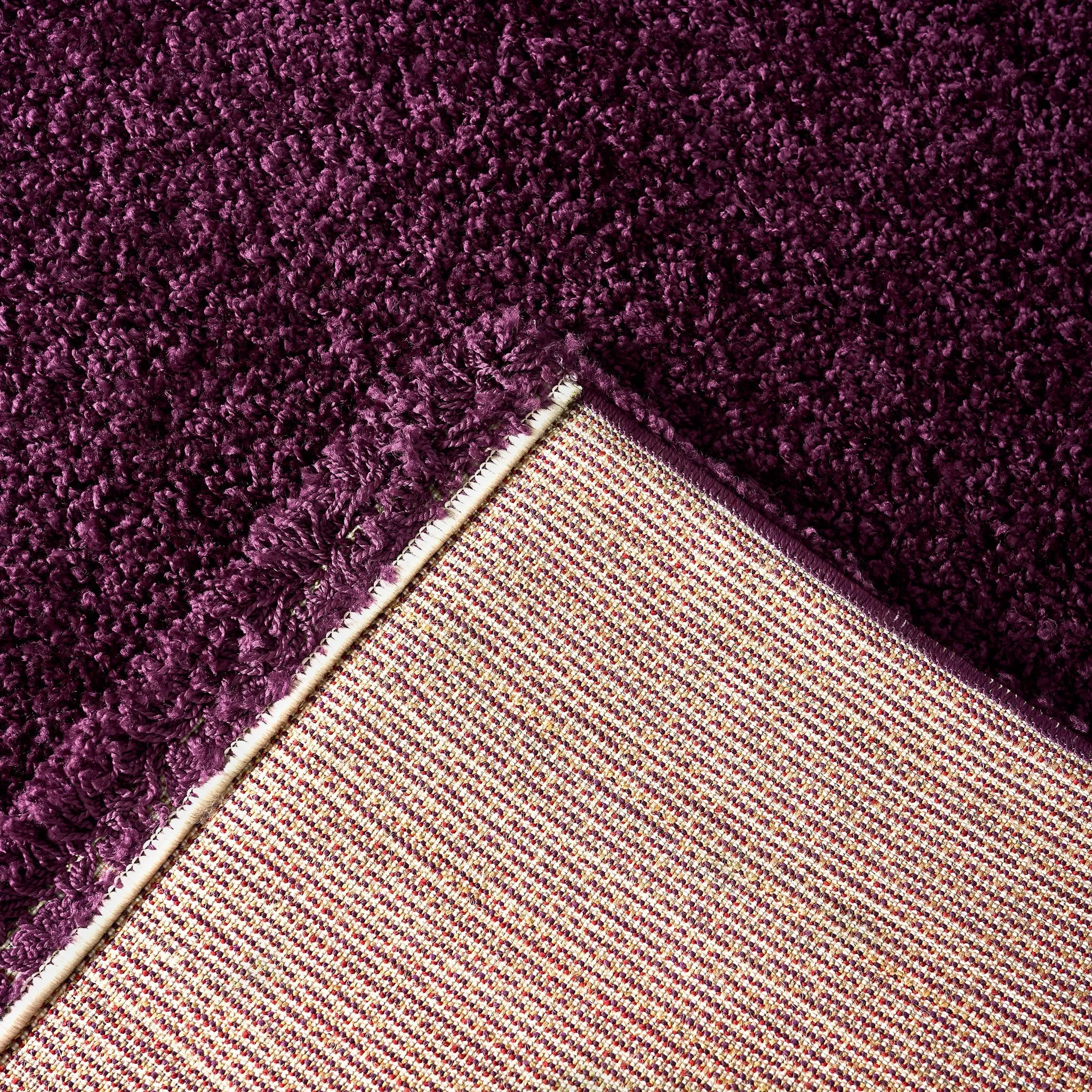 Aubergine Thick Shaggy Rug - California