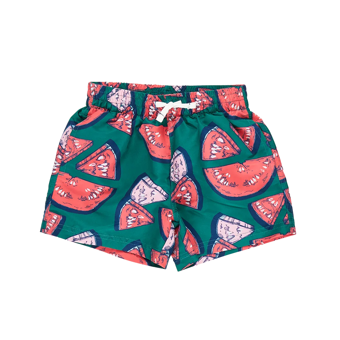 Baby Boys Swim Trunk - Green Watermelon Puzzle