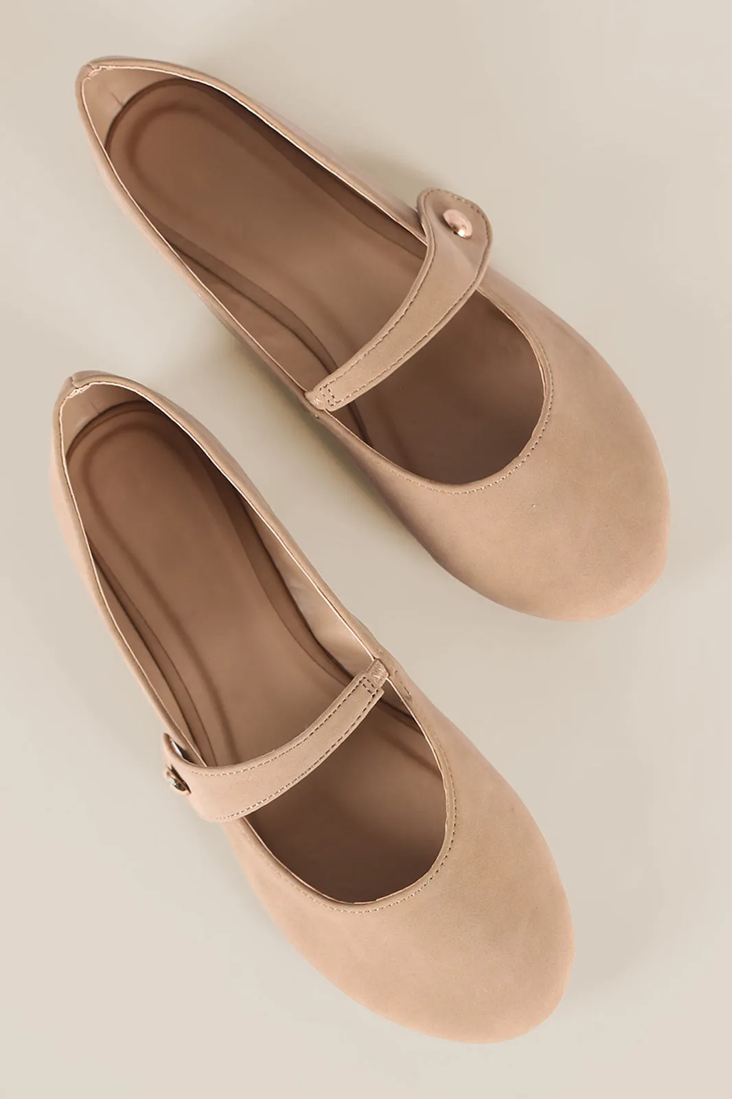 Bamboo Nubuck Round Toe Mary Jane Ballet Flat