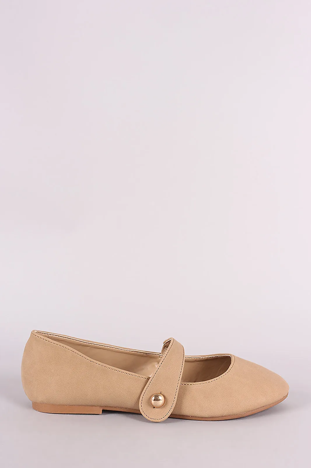 Bamboo Nubuck Round Toe Mary Jane Ballet Flat