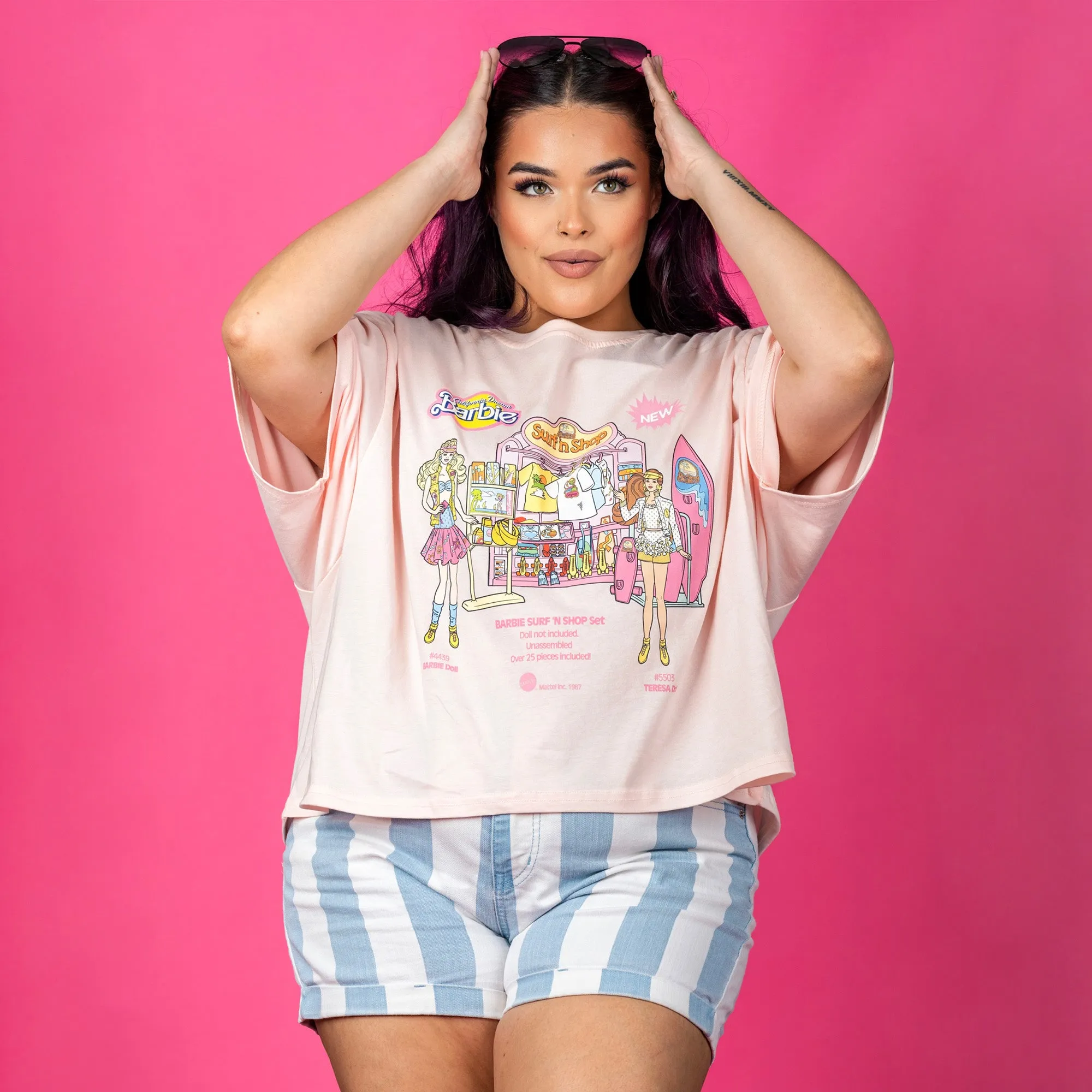 Barbie Surf Shop Drop Sleeve Crop Tee