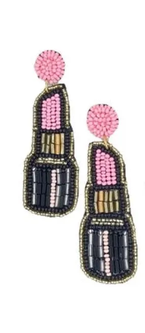 Beaded Earrings, Pink Lipstick