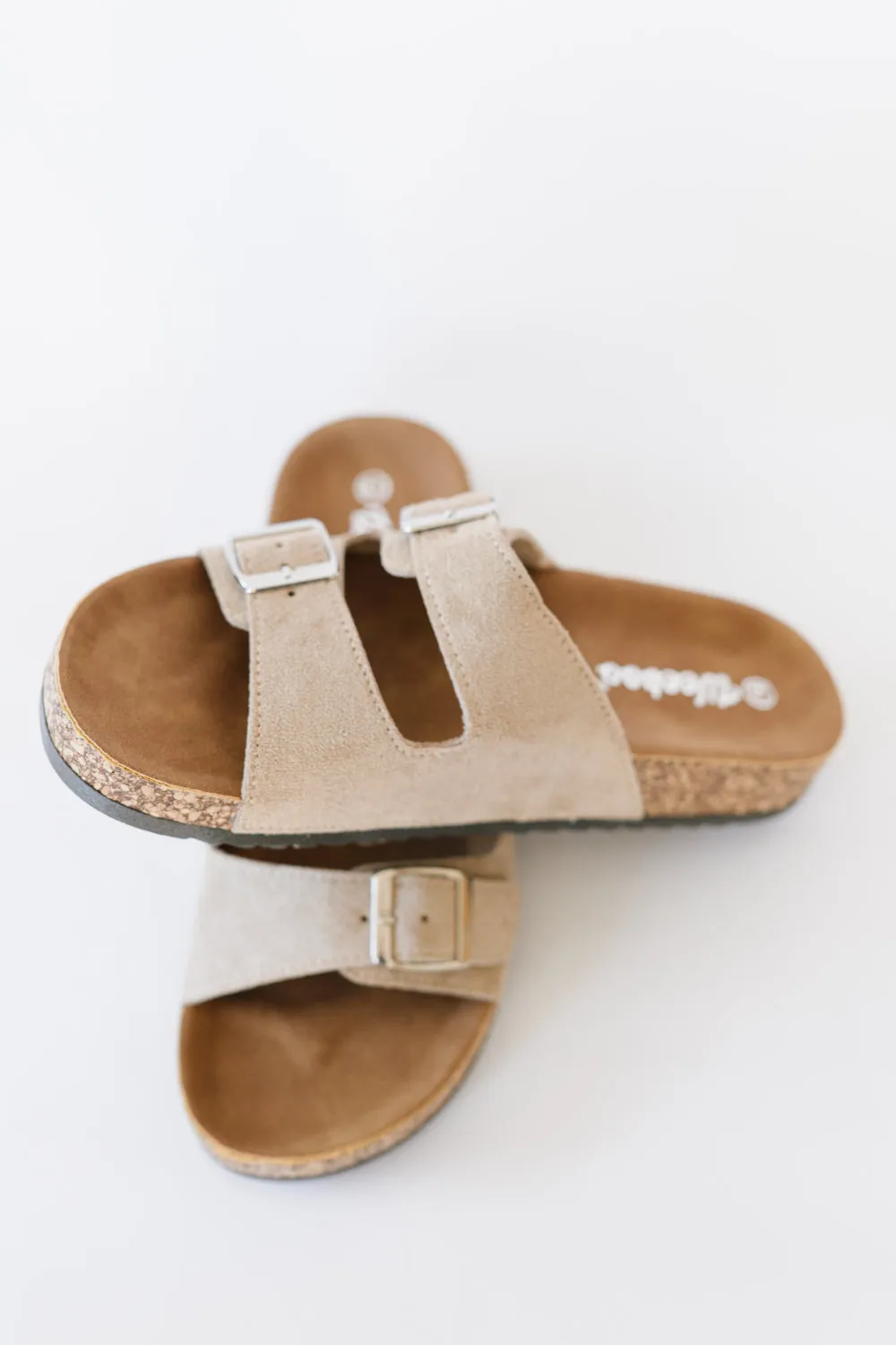 Beige Buckled Soft Footbed Sandals