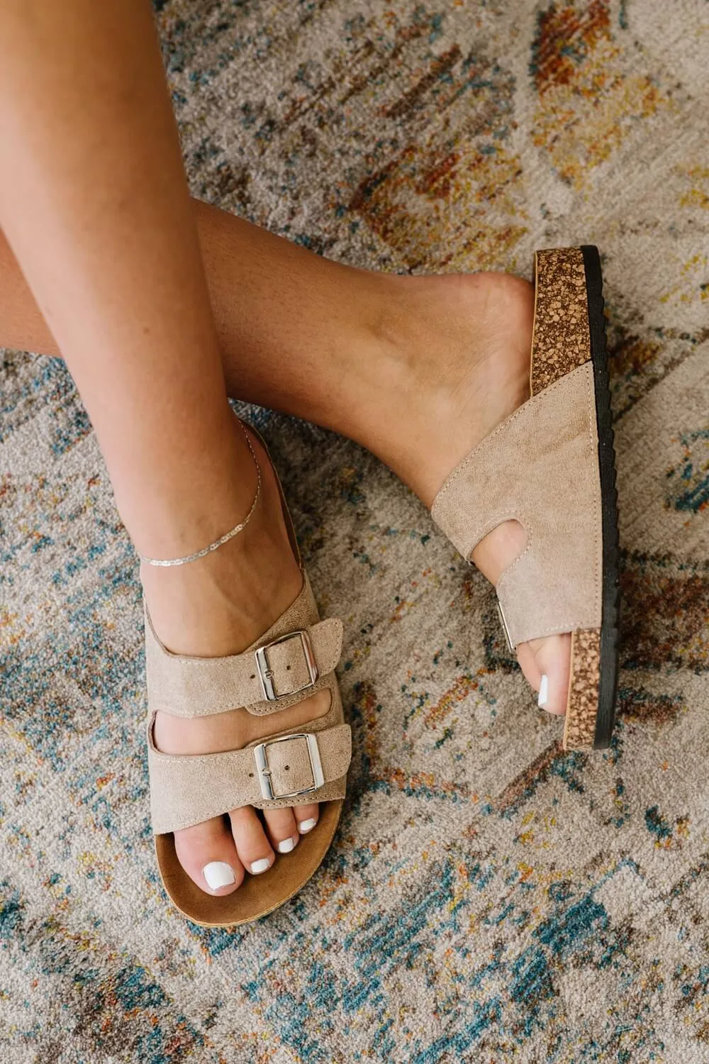 Beige Buckled Soft Footbed Sandals