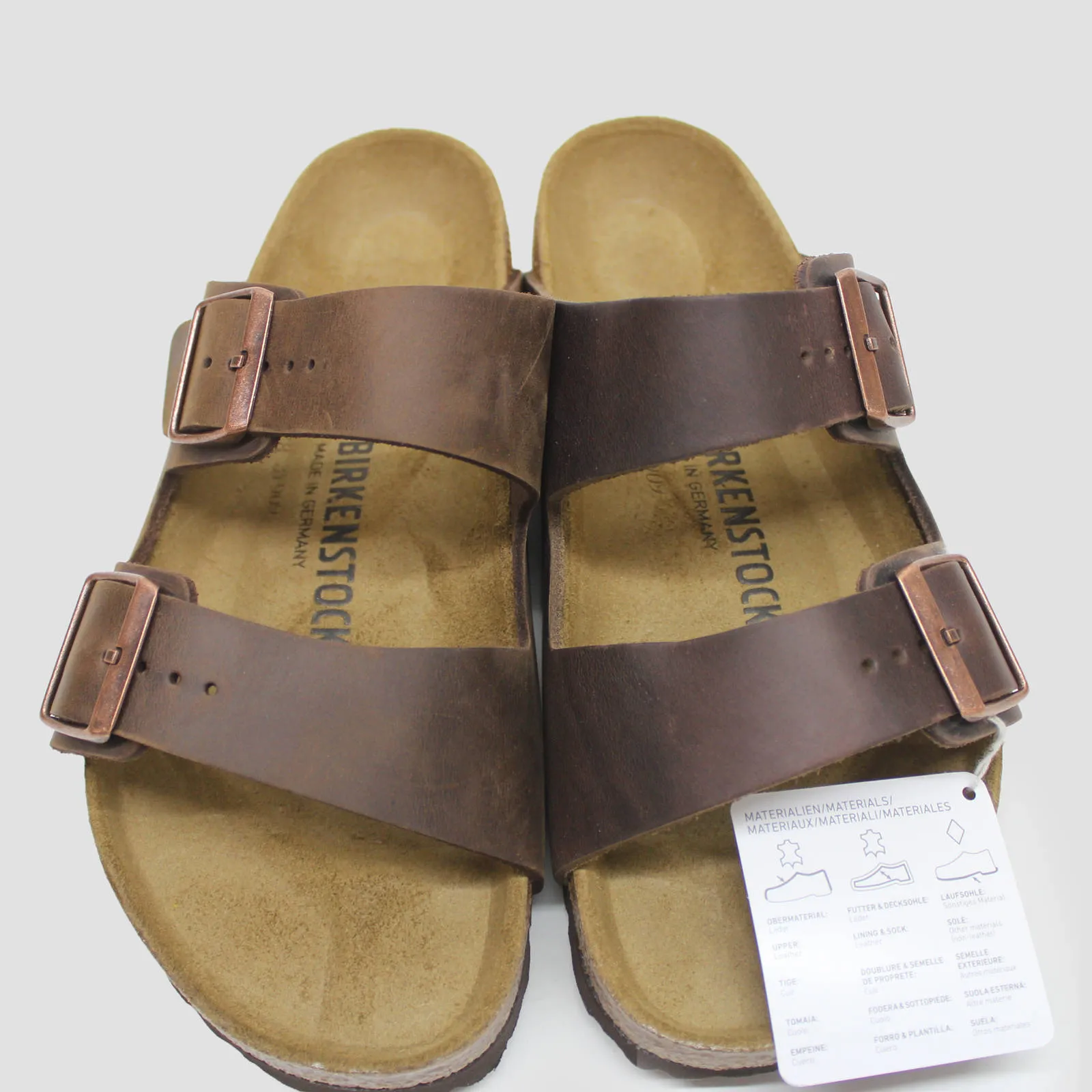 Birkenstock Arizona Habana Womens Leather Two Strap Regular Fit Slide Sandals - UK 5.5