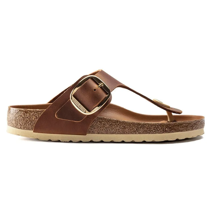 Birkenstock Gizeh Big Buckle Oiled Nubuck Leather Cognac