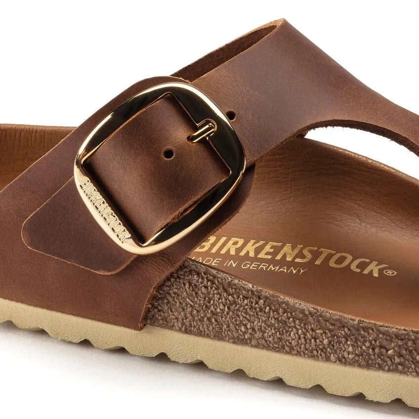 Birkenstock Gizeh Big Buckle Oiled Nubuck Leather Cognac