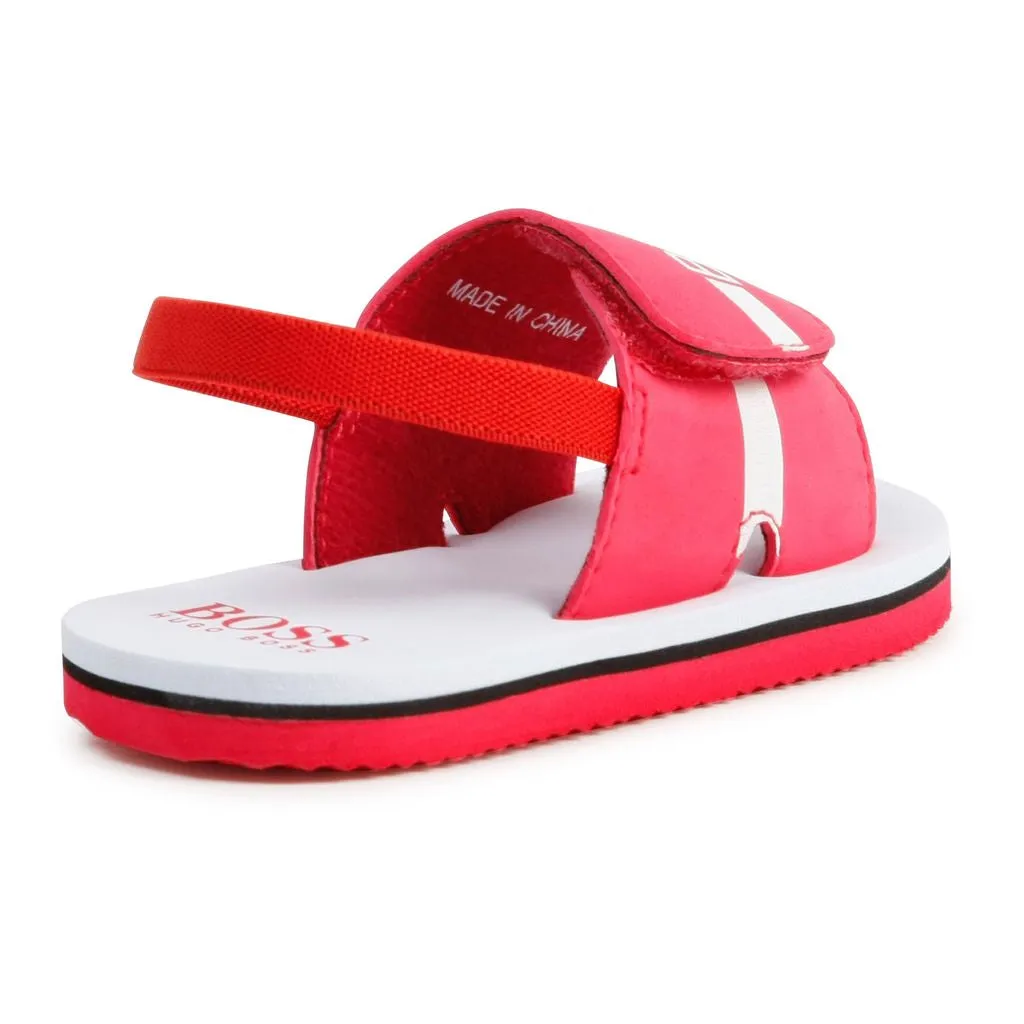 Bright Red Logo Sandals