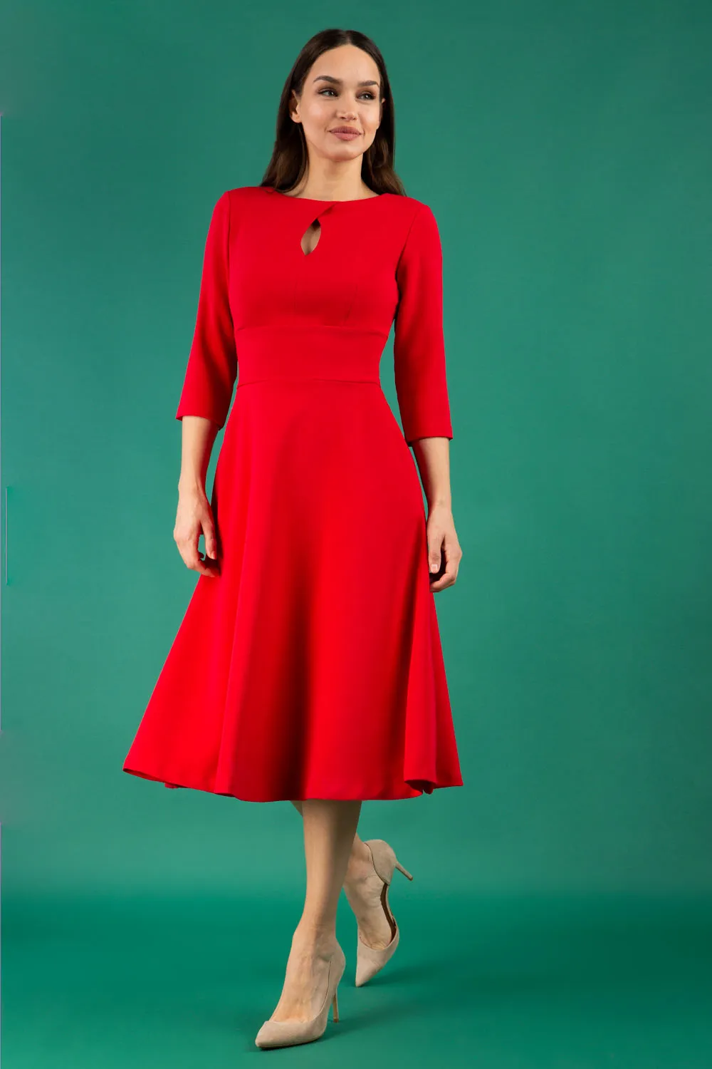 Casares Three Quarter Sleeve A-line Dress