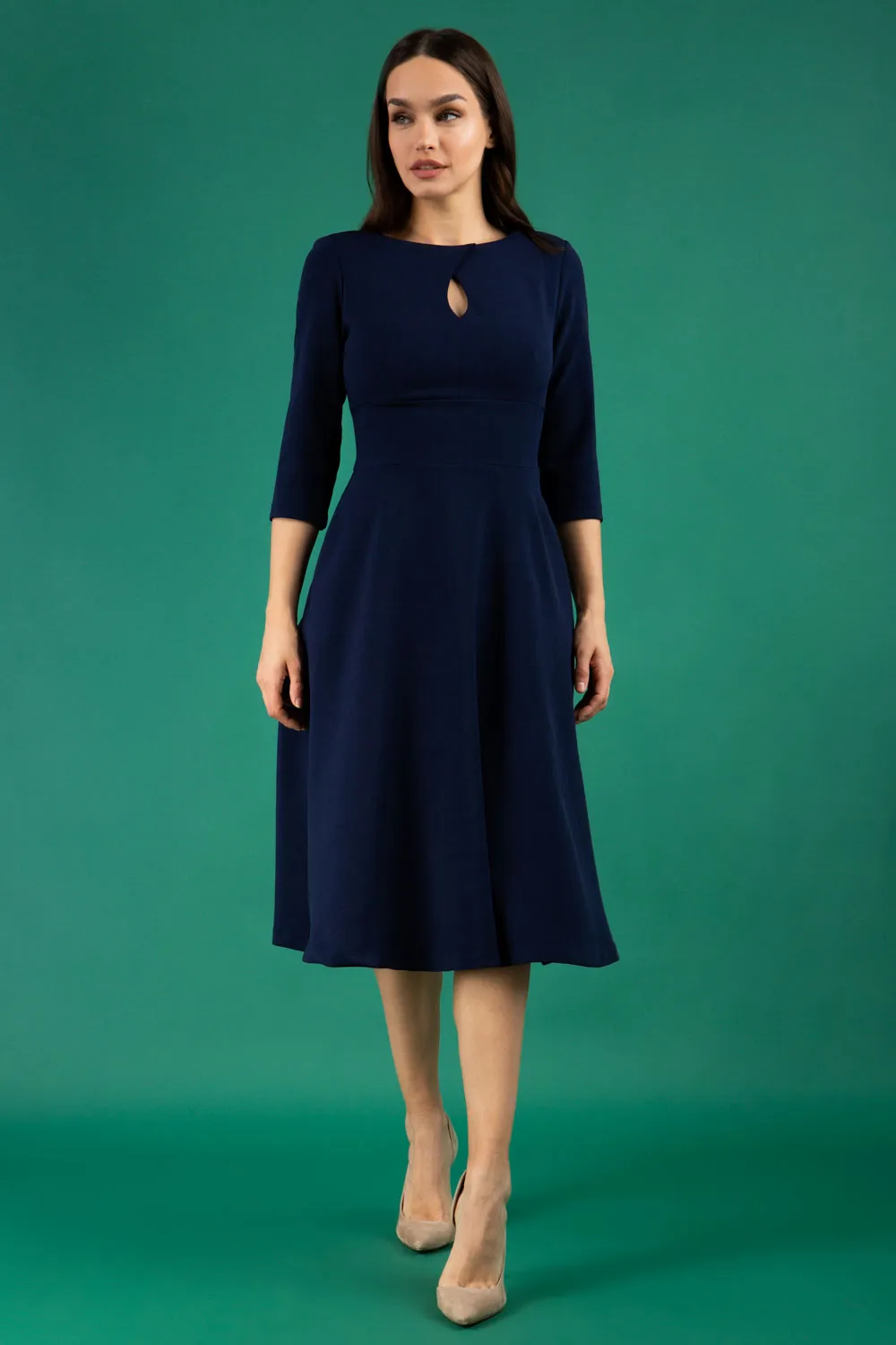 Casares Three Quarter Sleeve A-line Dress