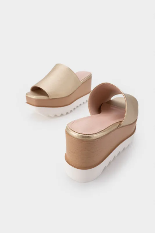 CASUAL PLATFORM WEDGE HEEL SLIDE