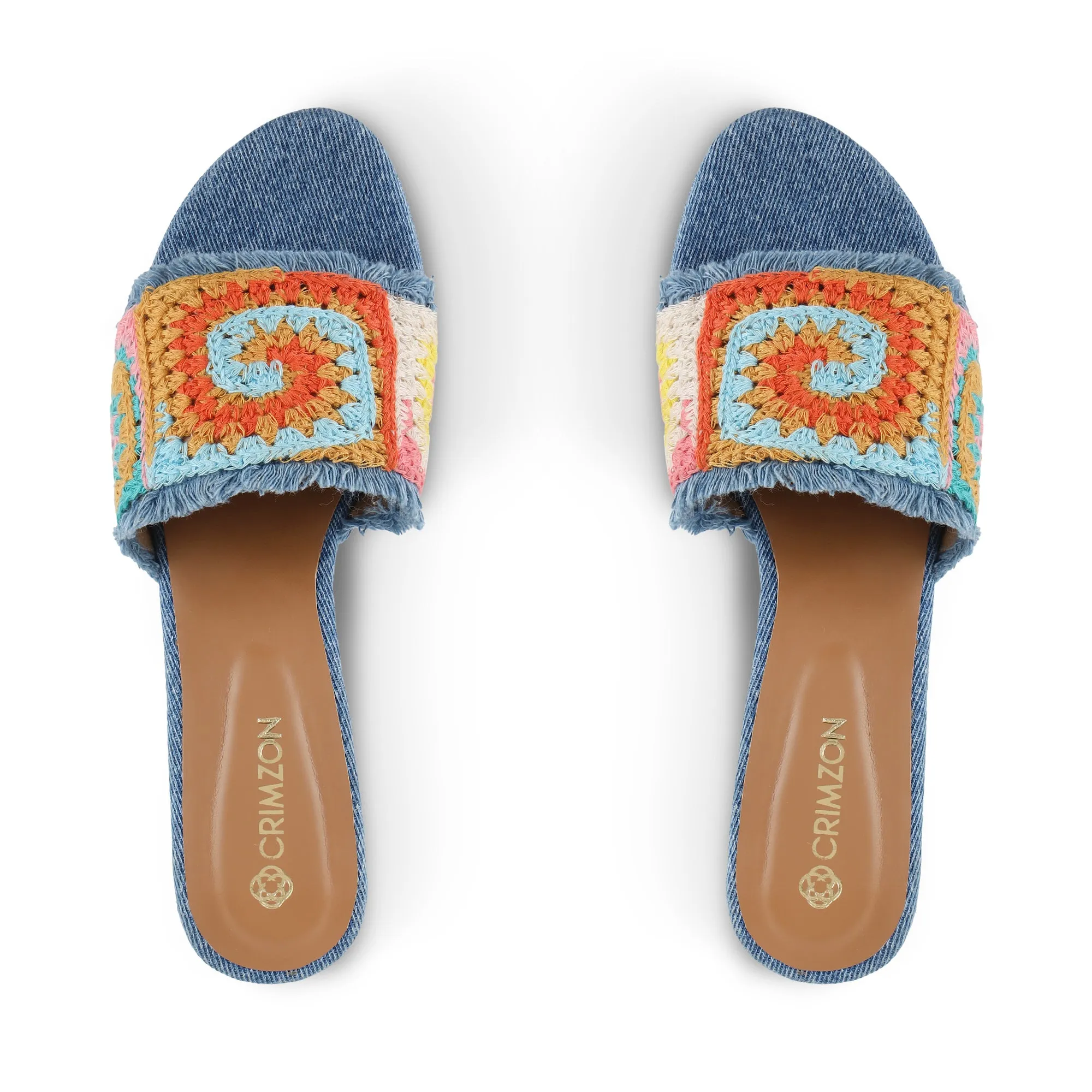 CLARA- DENIM CROCHET WEDGES