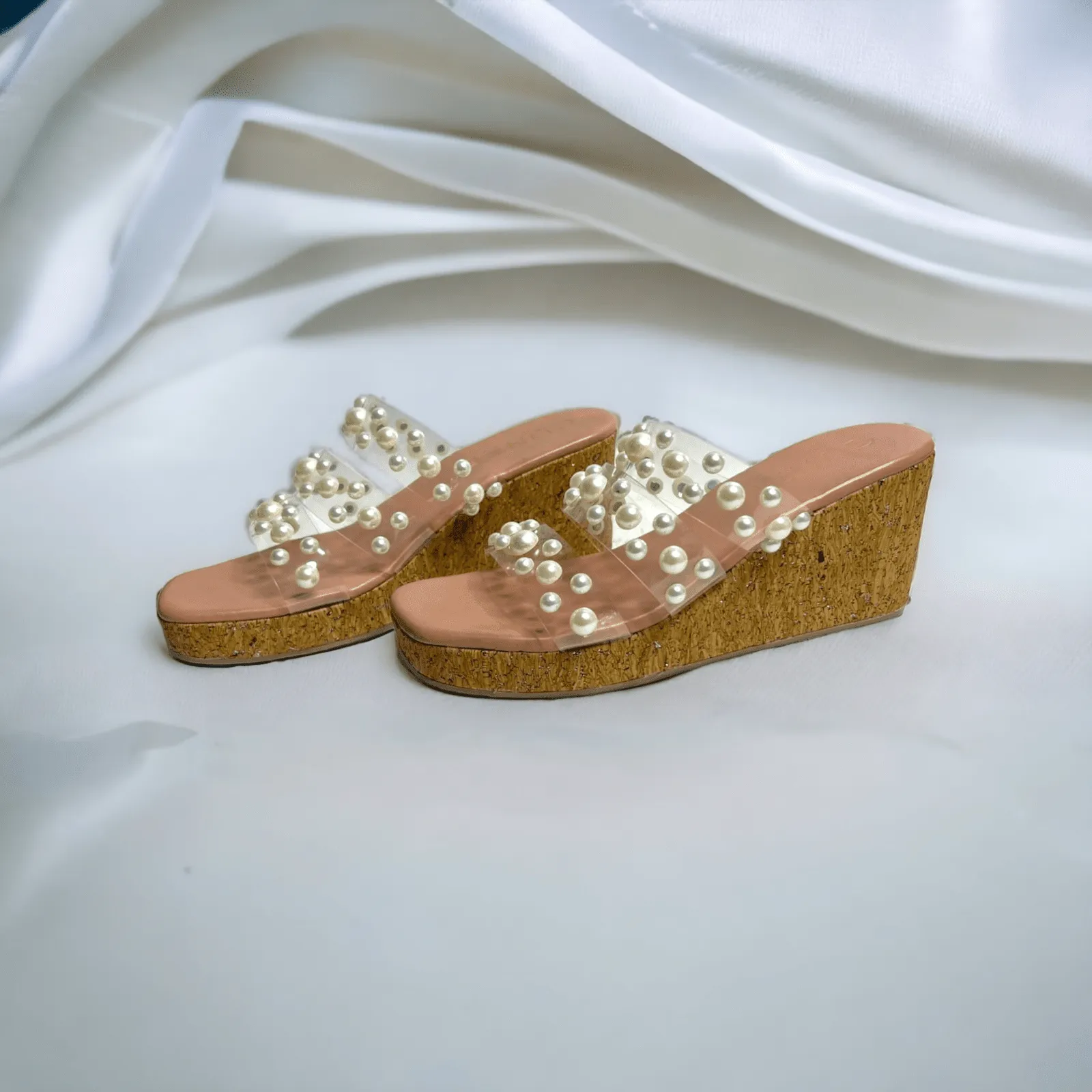 Clear Pink Pearl Wedges