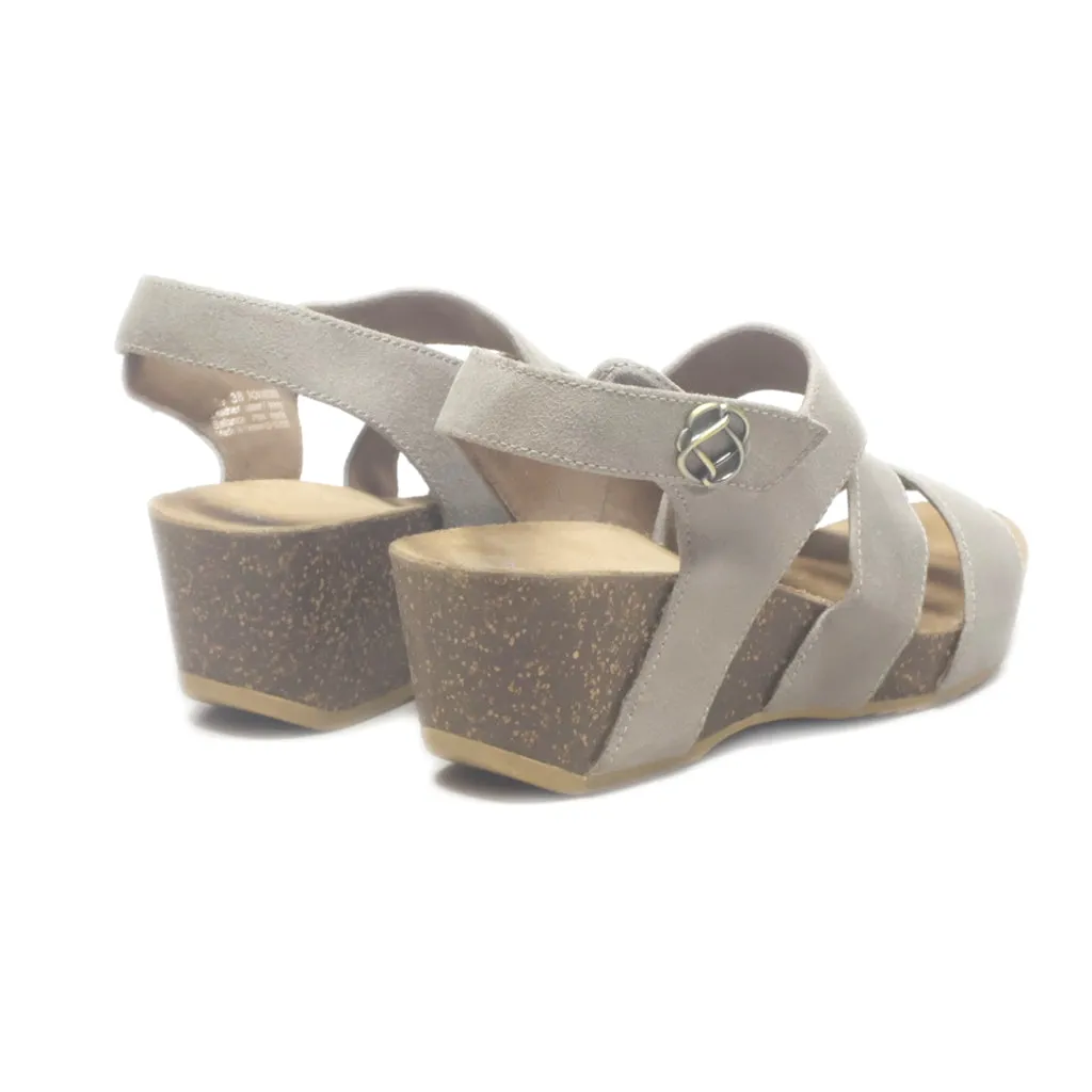 Dansko Wedge Sandals Leather Grey Colour For Women