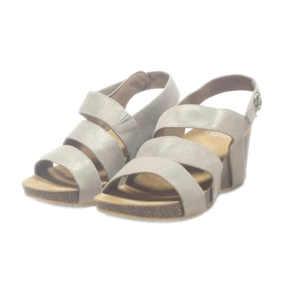 Dansko Wedge Sandals Leather Grey Colour For Women