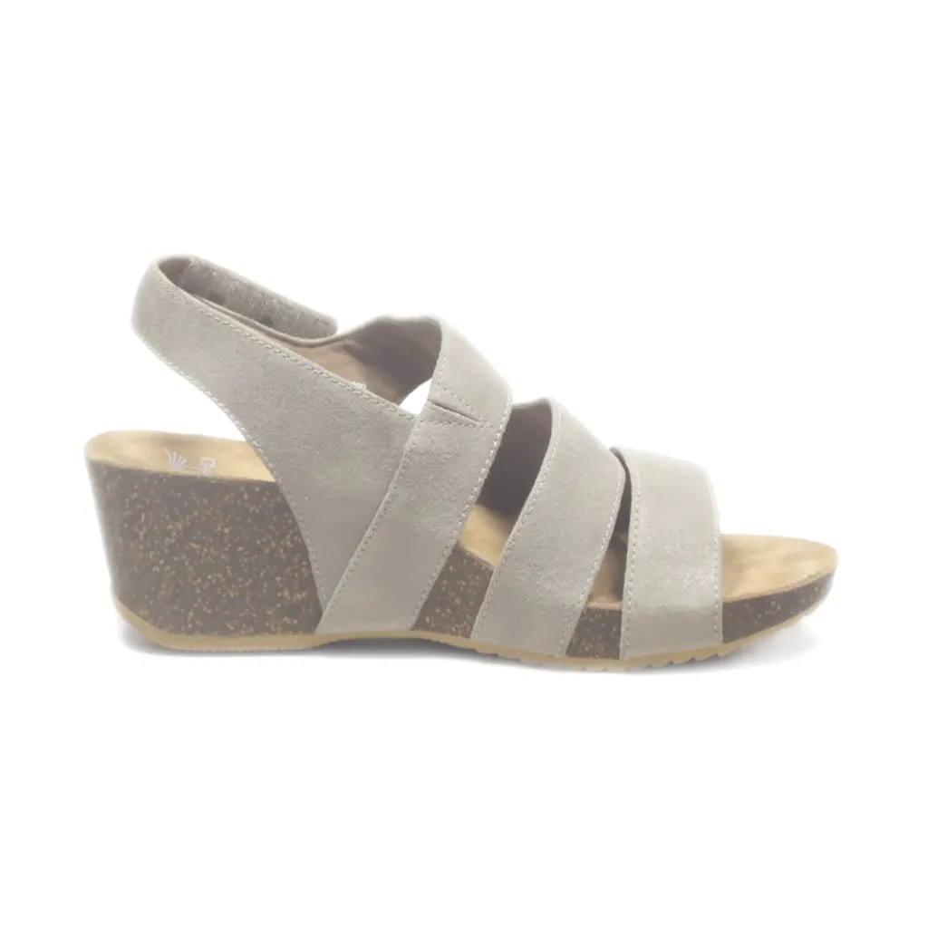 Dansko Wedge Sandals Leather Grey Colour For Women