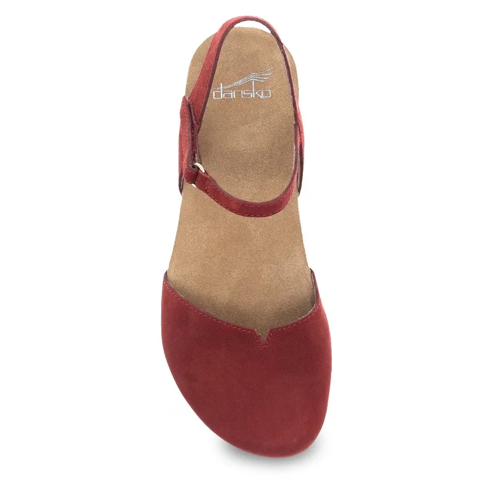 Dansko Women's Rowan Sandal Velcro Cinnabar Milled Nubuck