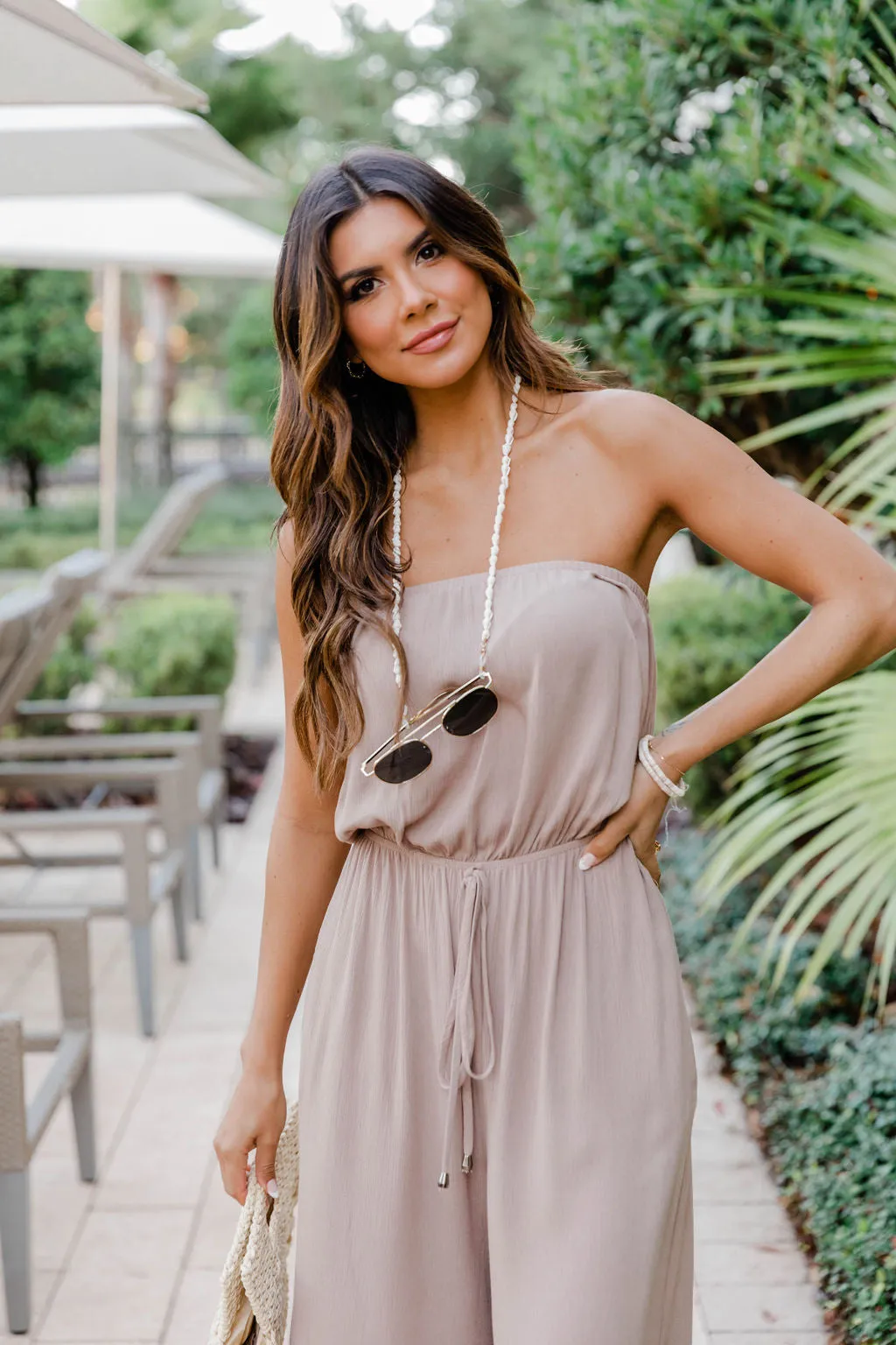 Dare To Dream Strapless Mocha Jumpsuit FINAL SALE