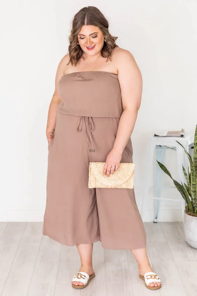 Dare To Dream Strapless Mocha Jumpsuit FINAL SALE