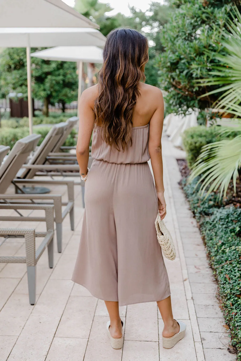 Dare To Dream Strapless Mocha Jumpsuit FINAL SALE