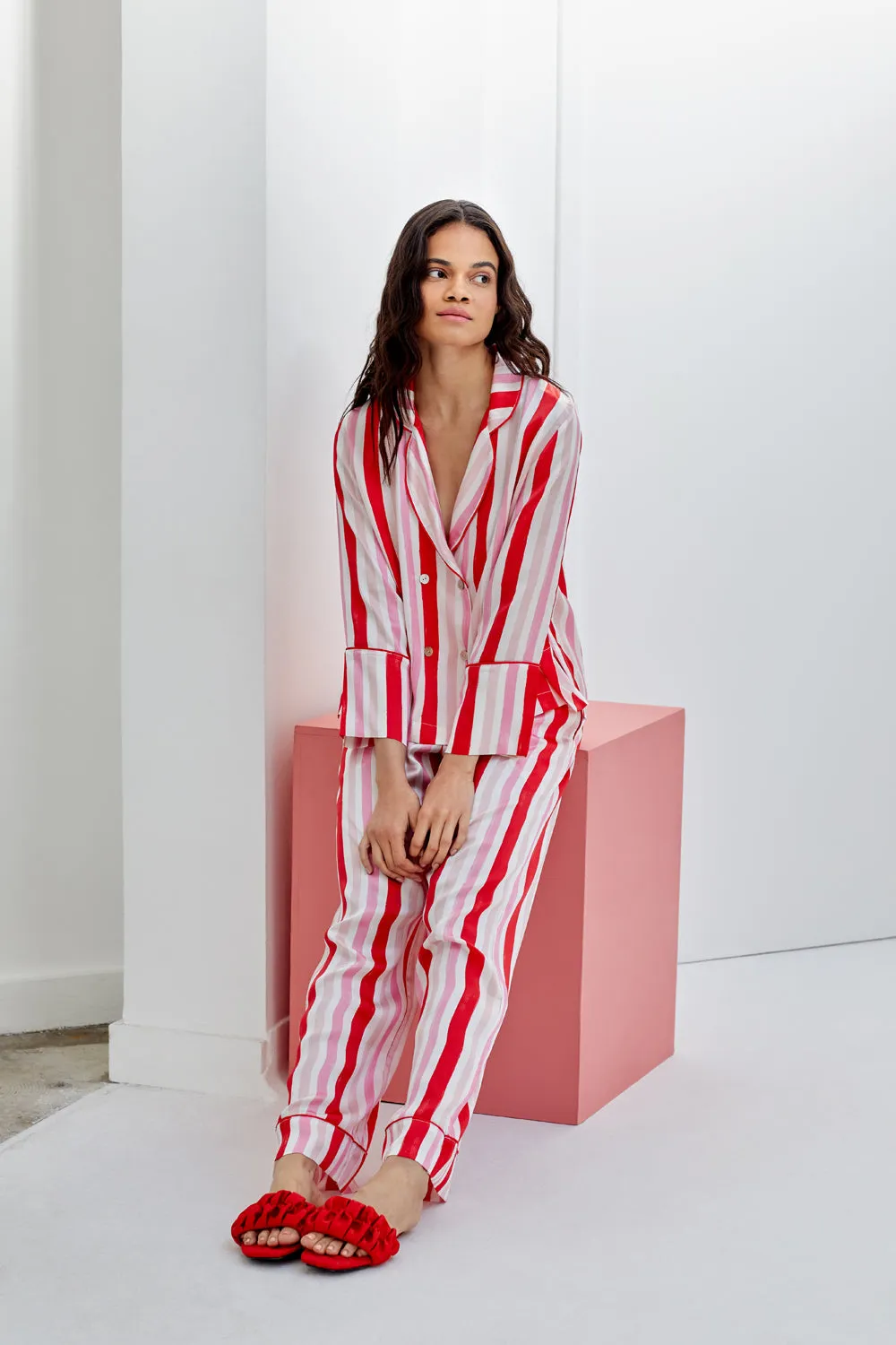 Dietrich Candy Stripe Silk Pyjama Set