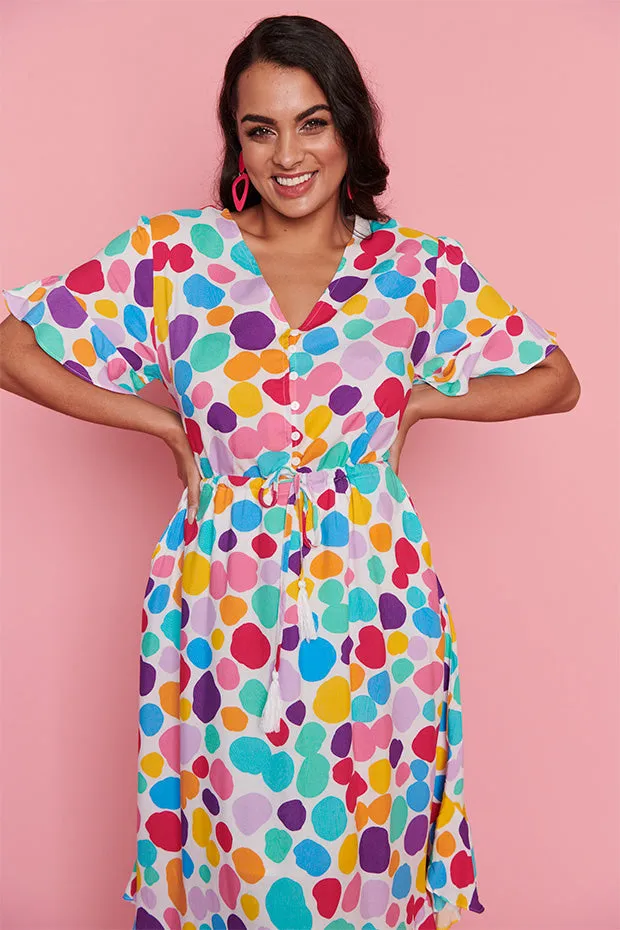 Dionne White Rainbow Pebble Dress