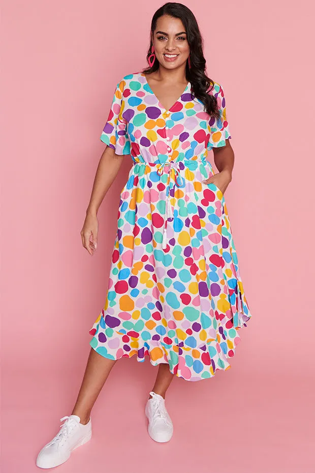 Dionne White Rainbow Pebble Dress