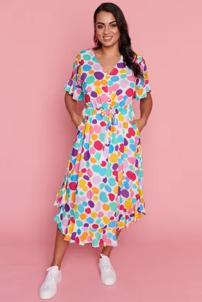 Dionne White Rainbow Pebble Dress