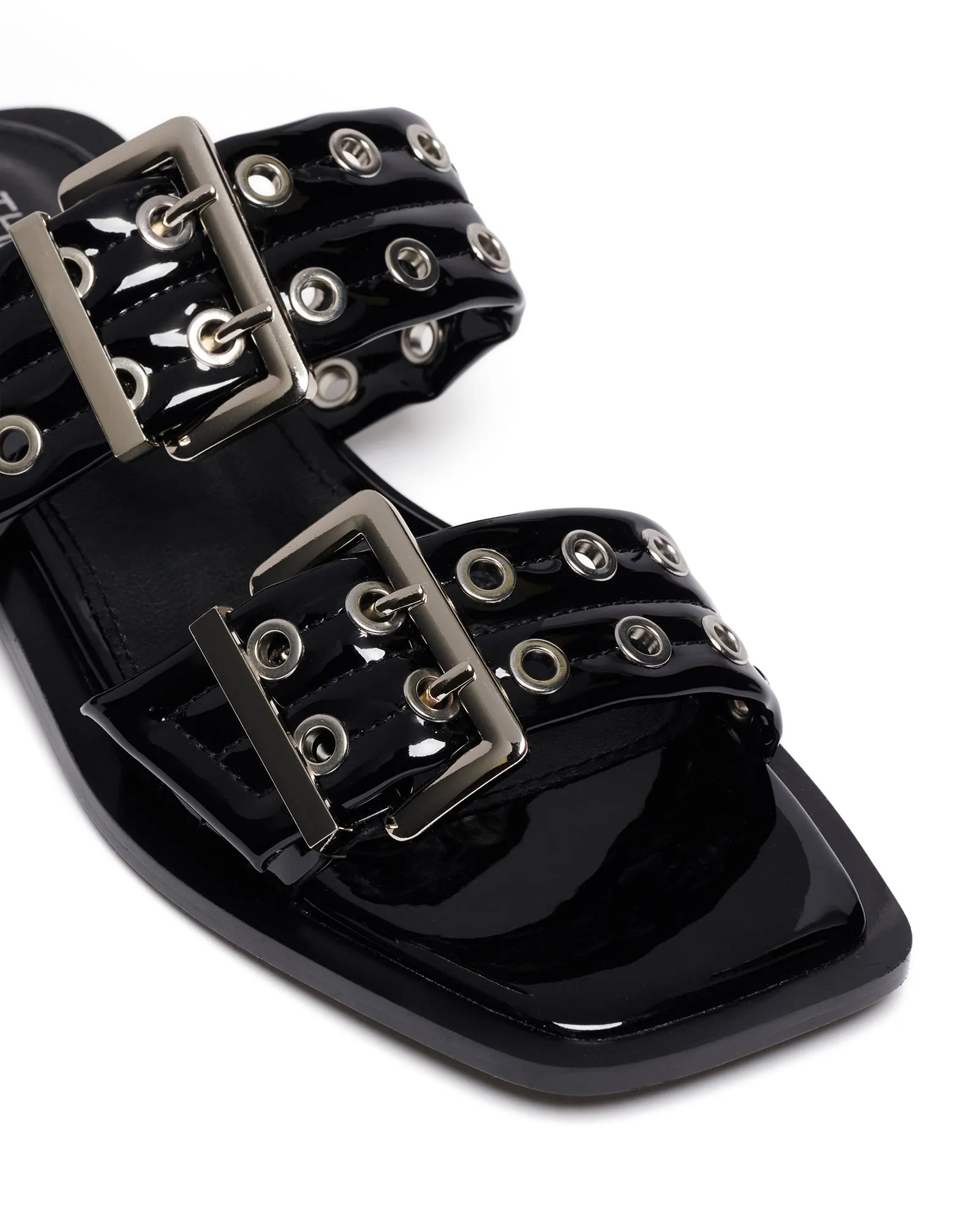 Ego Flat Sandal Black Patent