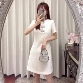 Elegant Slimming Dress Commuting Elegant Slimming Work High Sense Elegant Short Sleeve A- Line Dress