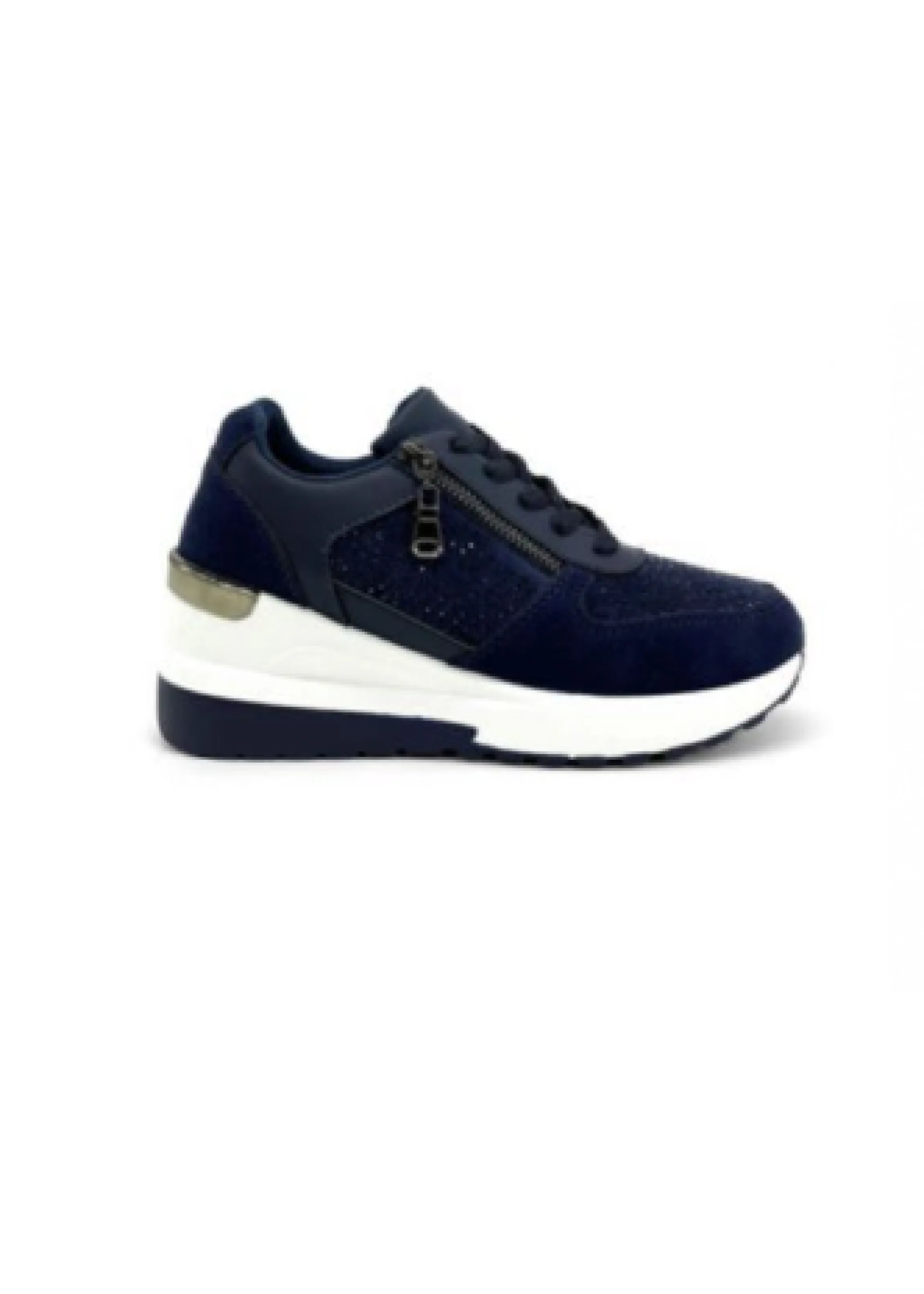 Enid Navy Zip Detail Wedge Trainers