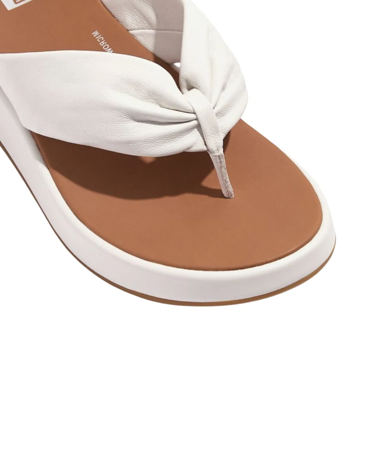 FitFlop F-Mode Leather Twist Flatform Toe Post Sandal White