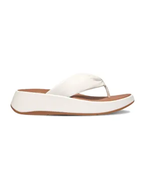 FitFlop F-Mode Leather Twist Flatform Toe Post Sandal White